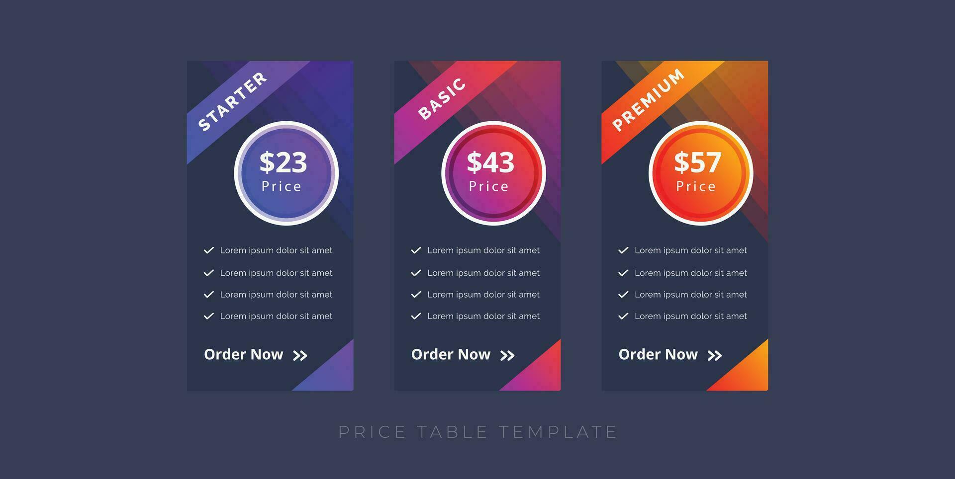 modern pricing table template website subscription plan vector