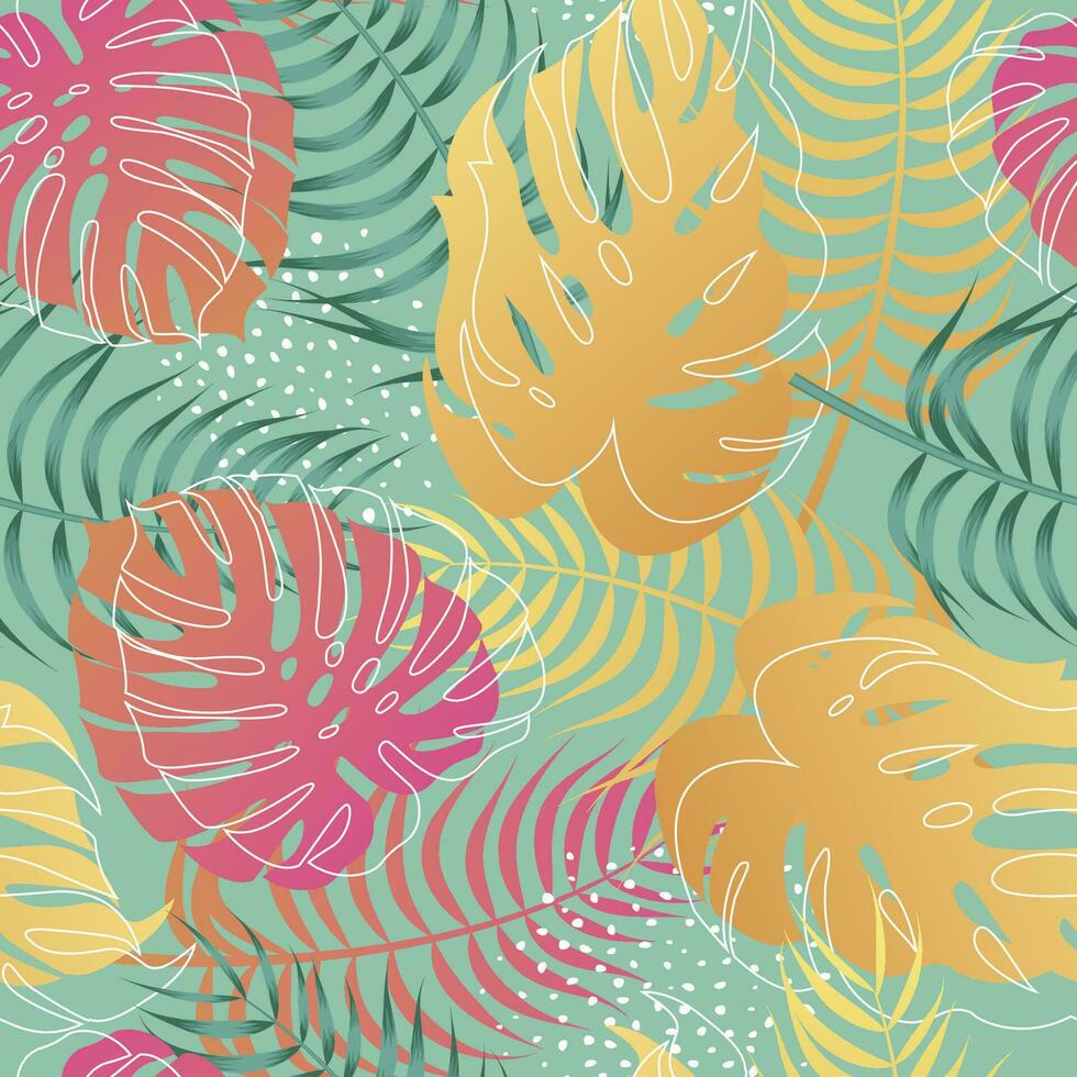 Abstract Floral seamless pattern with leaves. tropical background vector