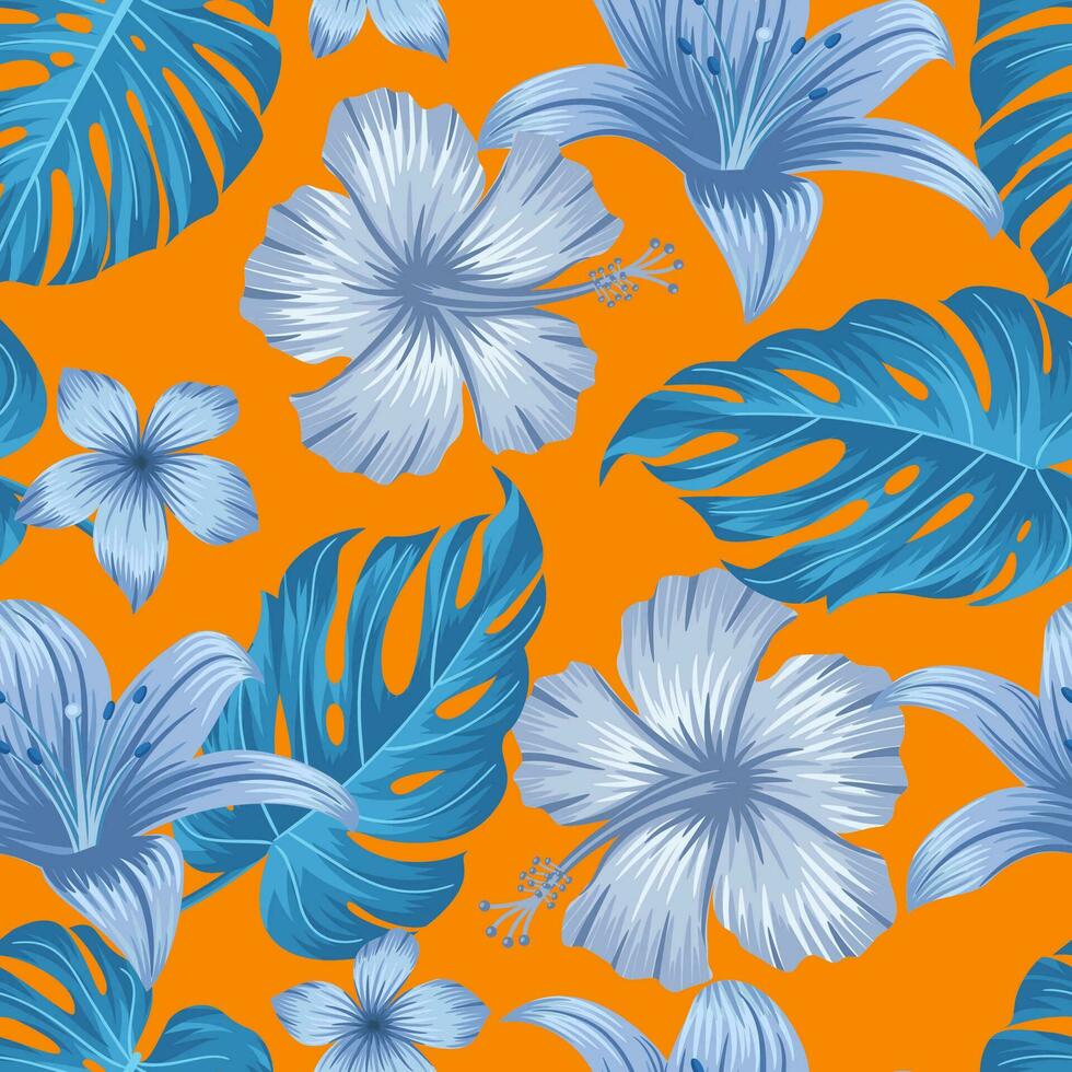 Floral seamless pattern with leaves. tropical background vector