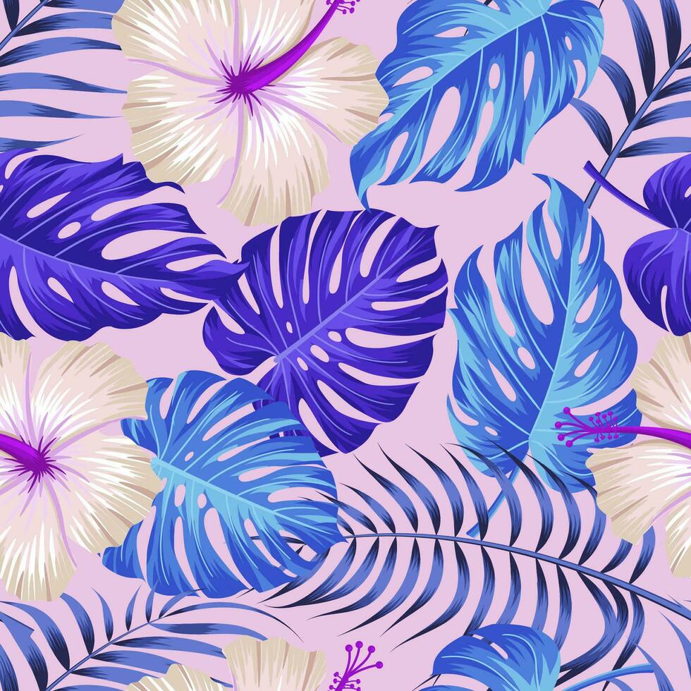 Floral seamless pattern with leaves. tropical background vector