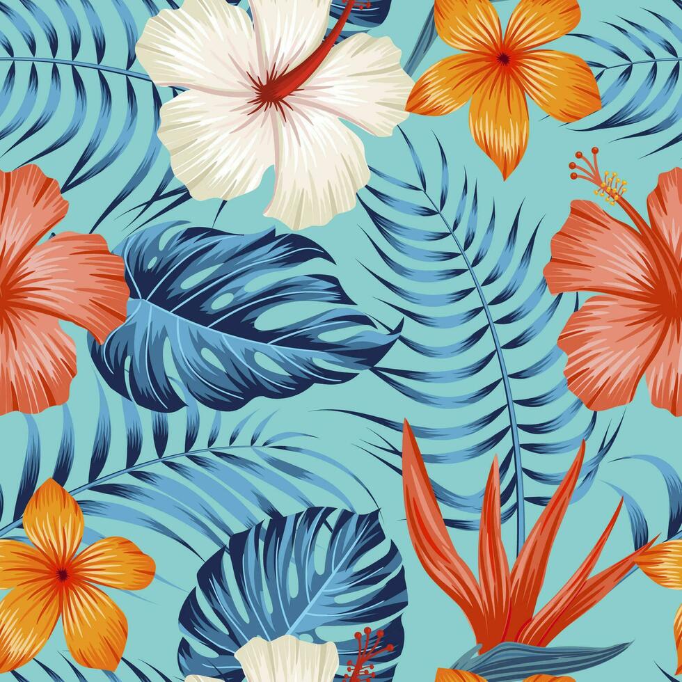 Floral seamless pattern with leaves. tropical background vector