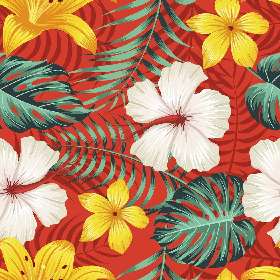 Floral seamless pattern with leaves. tropical background vector