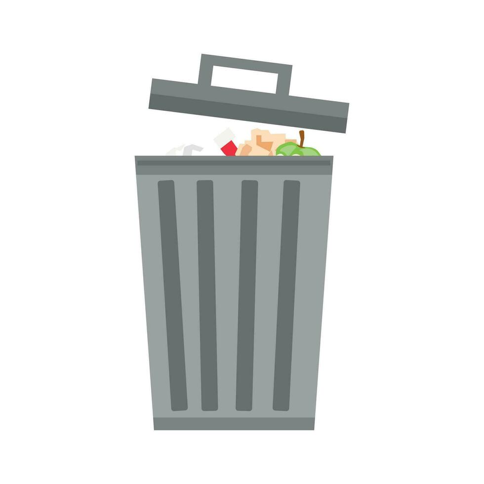 Metal trash can vector