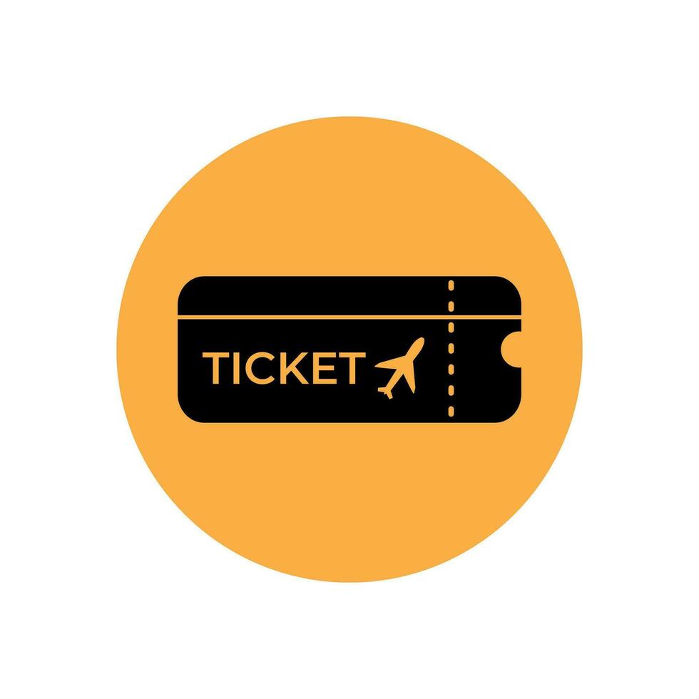 Ticket icon on orange background vector