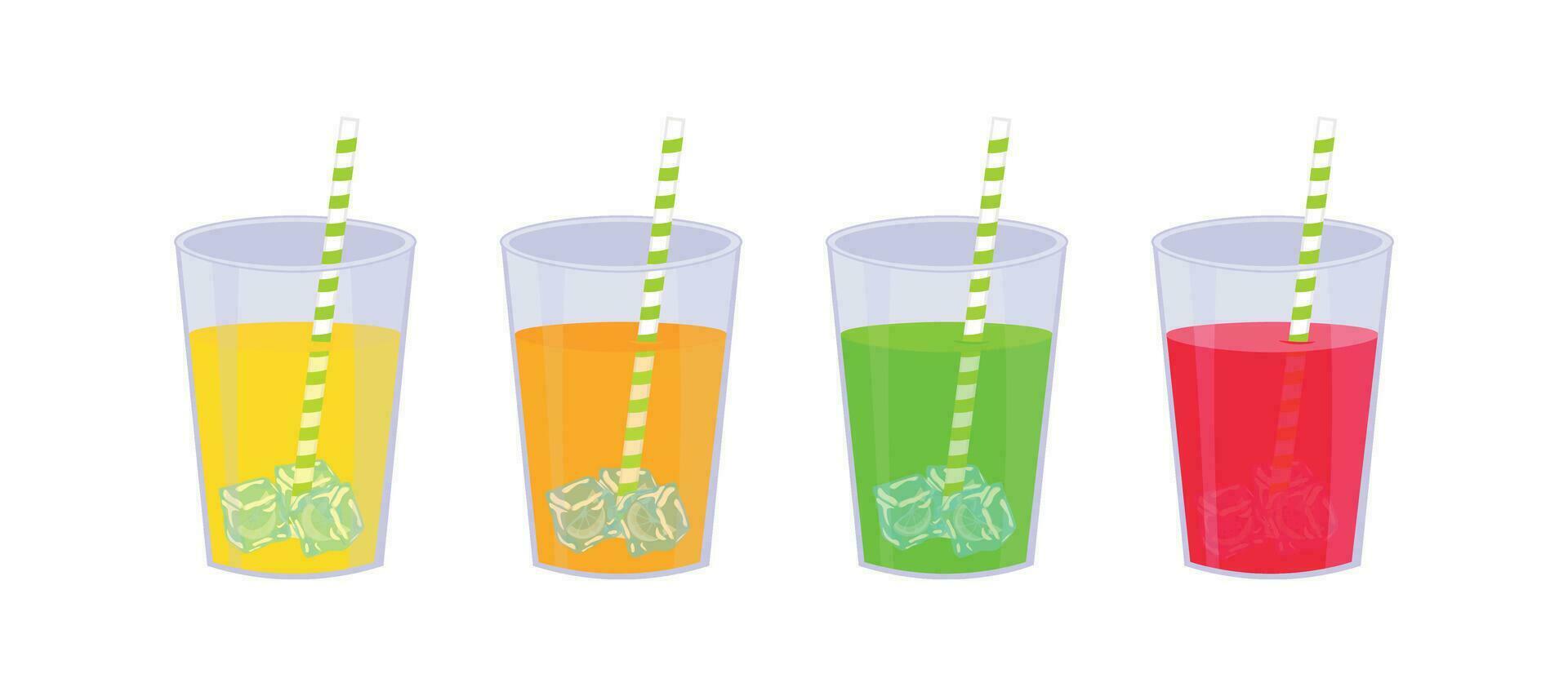 jugo conjunto con diferente sabores vector