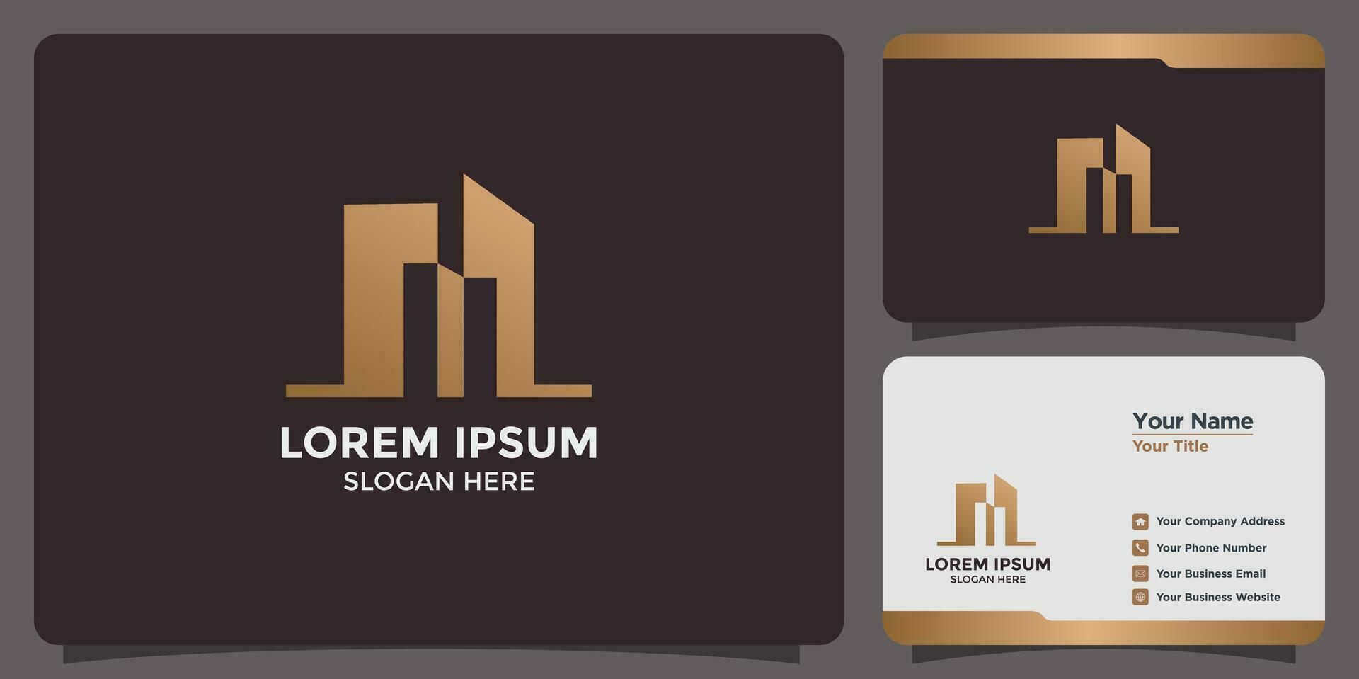 building design logo and business card vector