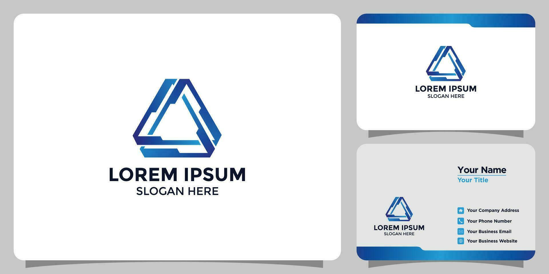 technology triangle design logo and business card vector