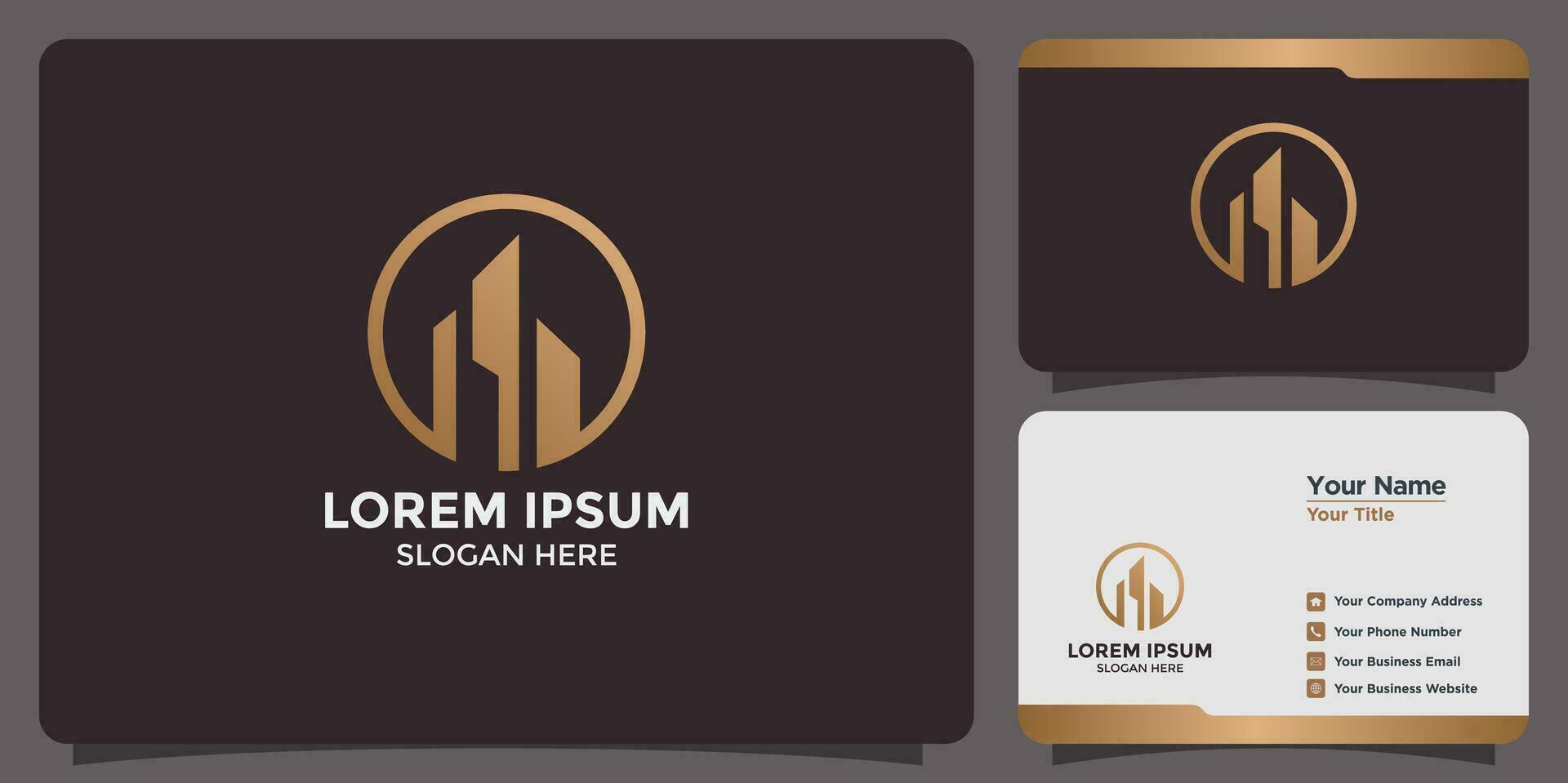 building design logo and business card vector