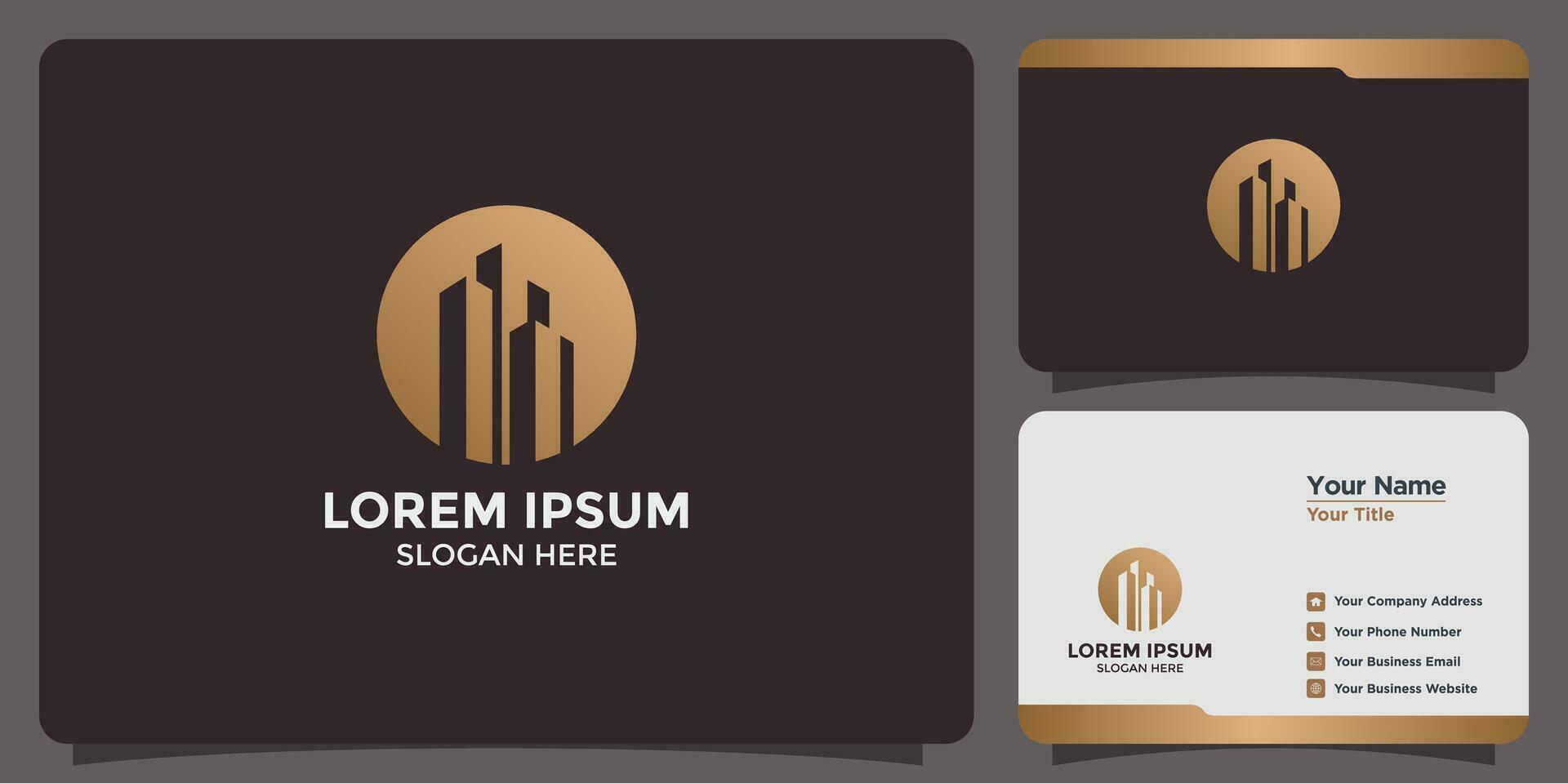 building design logo and business card vector