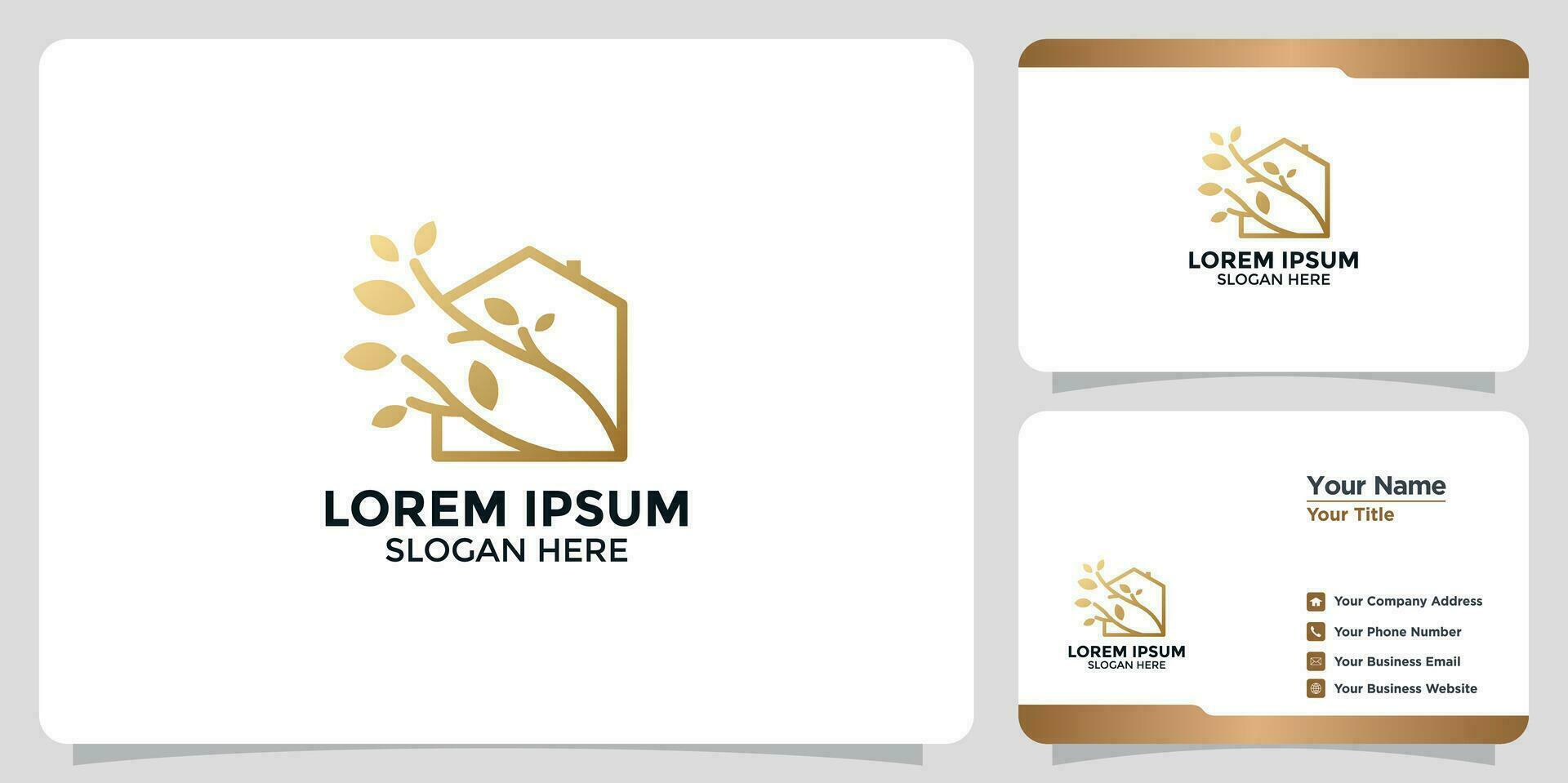 tree house design logo and business card vector