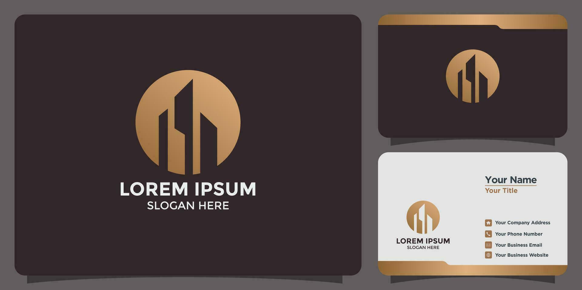 building design logo and business card vector