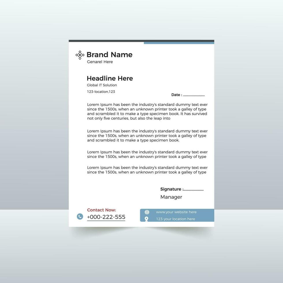 corporate letter head design template vector