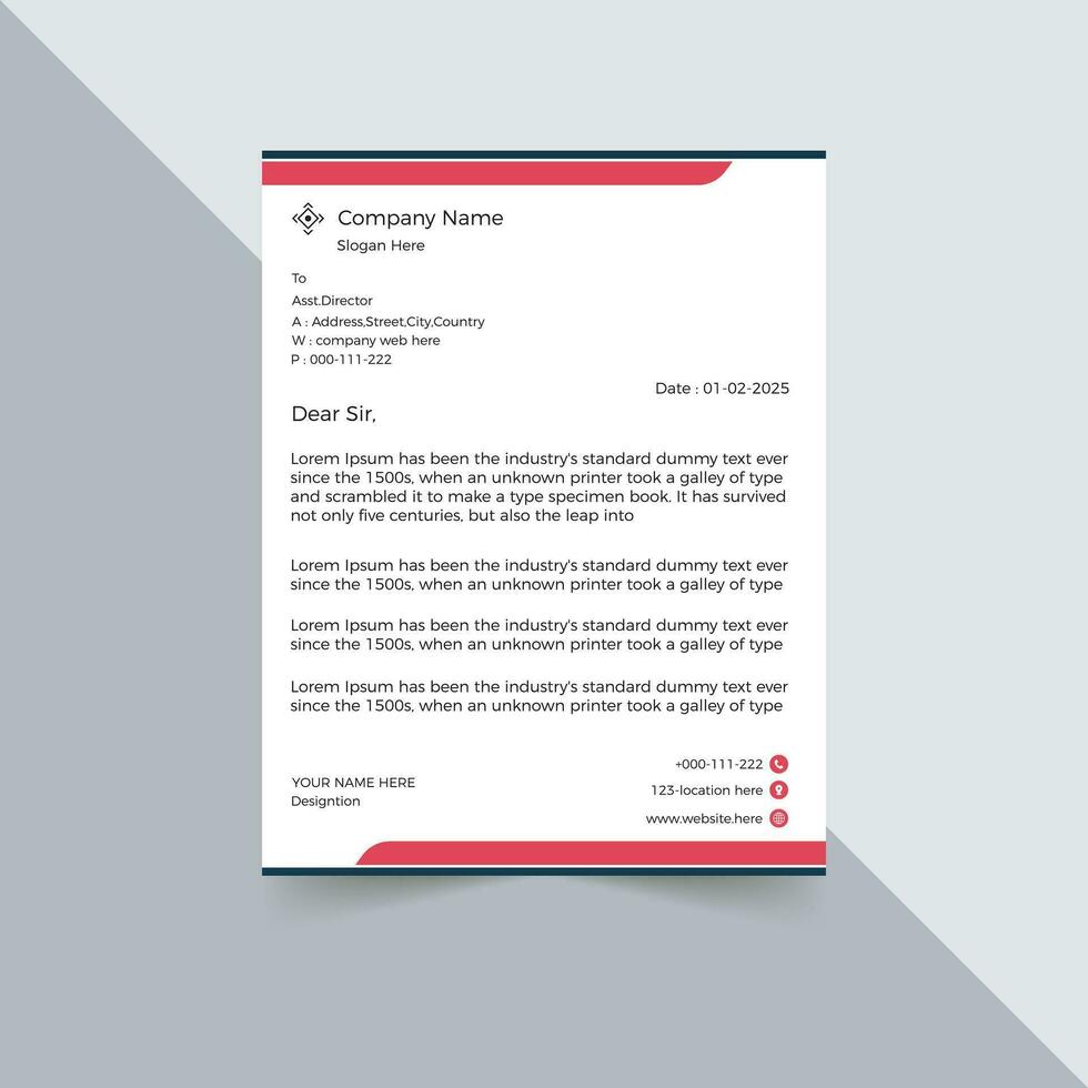 corporate letter head design template vector