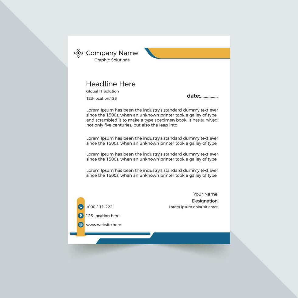 corporate letter head design template vector
