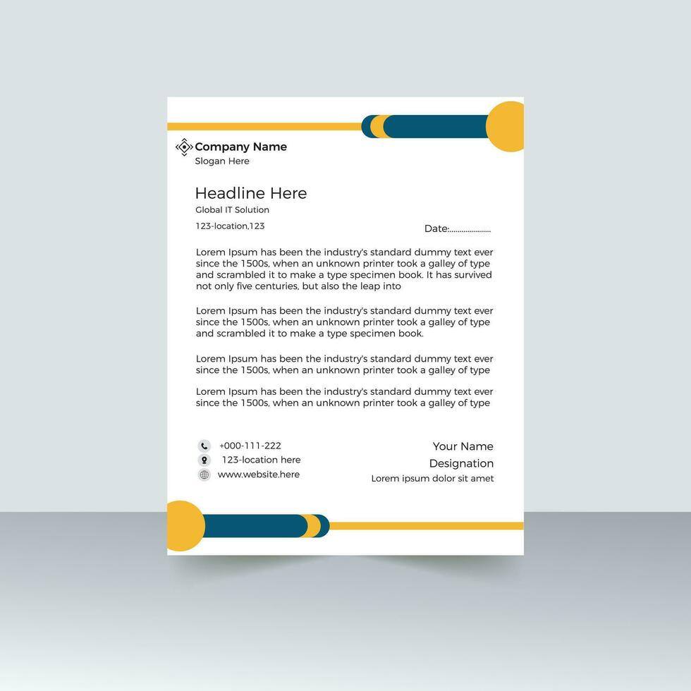 corporate letter head design template vector