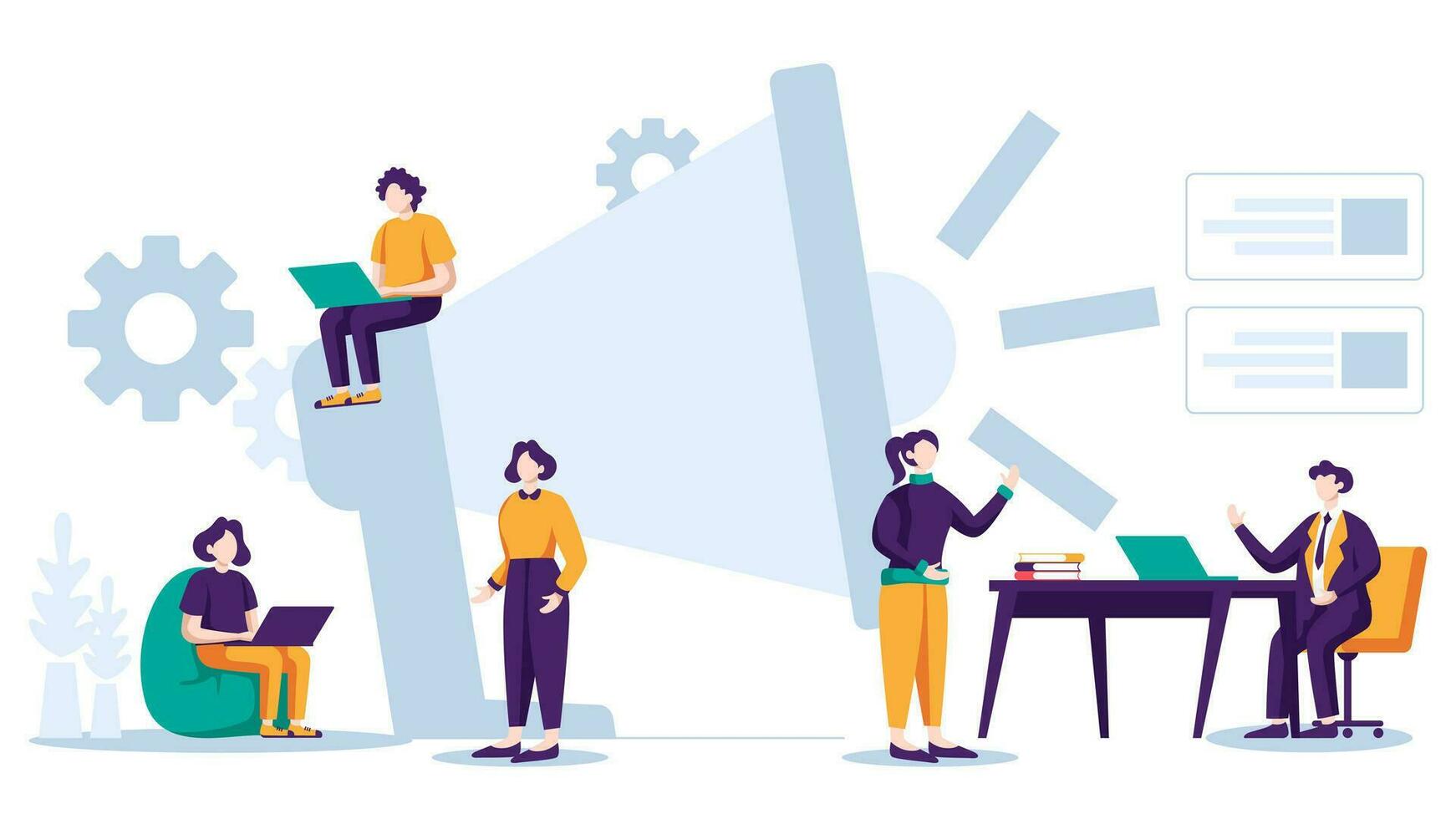 Business character illustration related to business meetings, marketing strategies, presentation, data analysis, research and job vacancy in flat design vector on white background