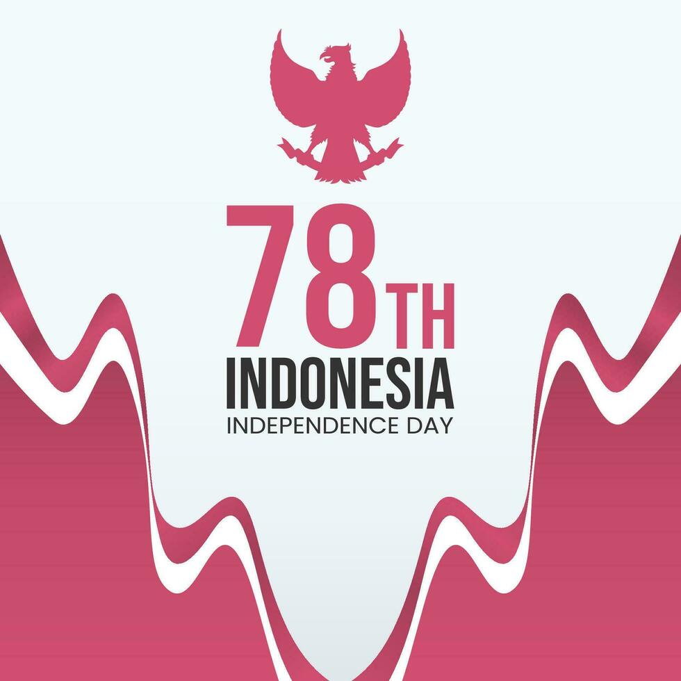 Indonesia independence day with waved flag illustration in red and white color, suitable for social media posts and banner vector illustration.