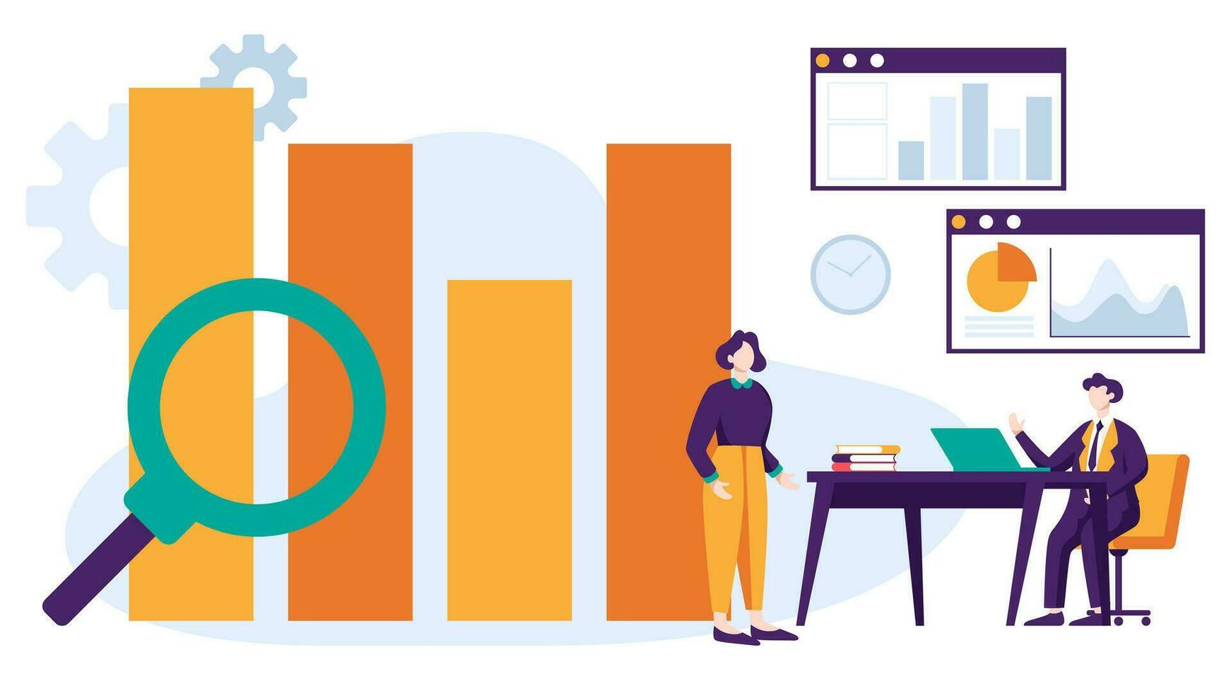 Business character illustration related to business meetings, marketing ...