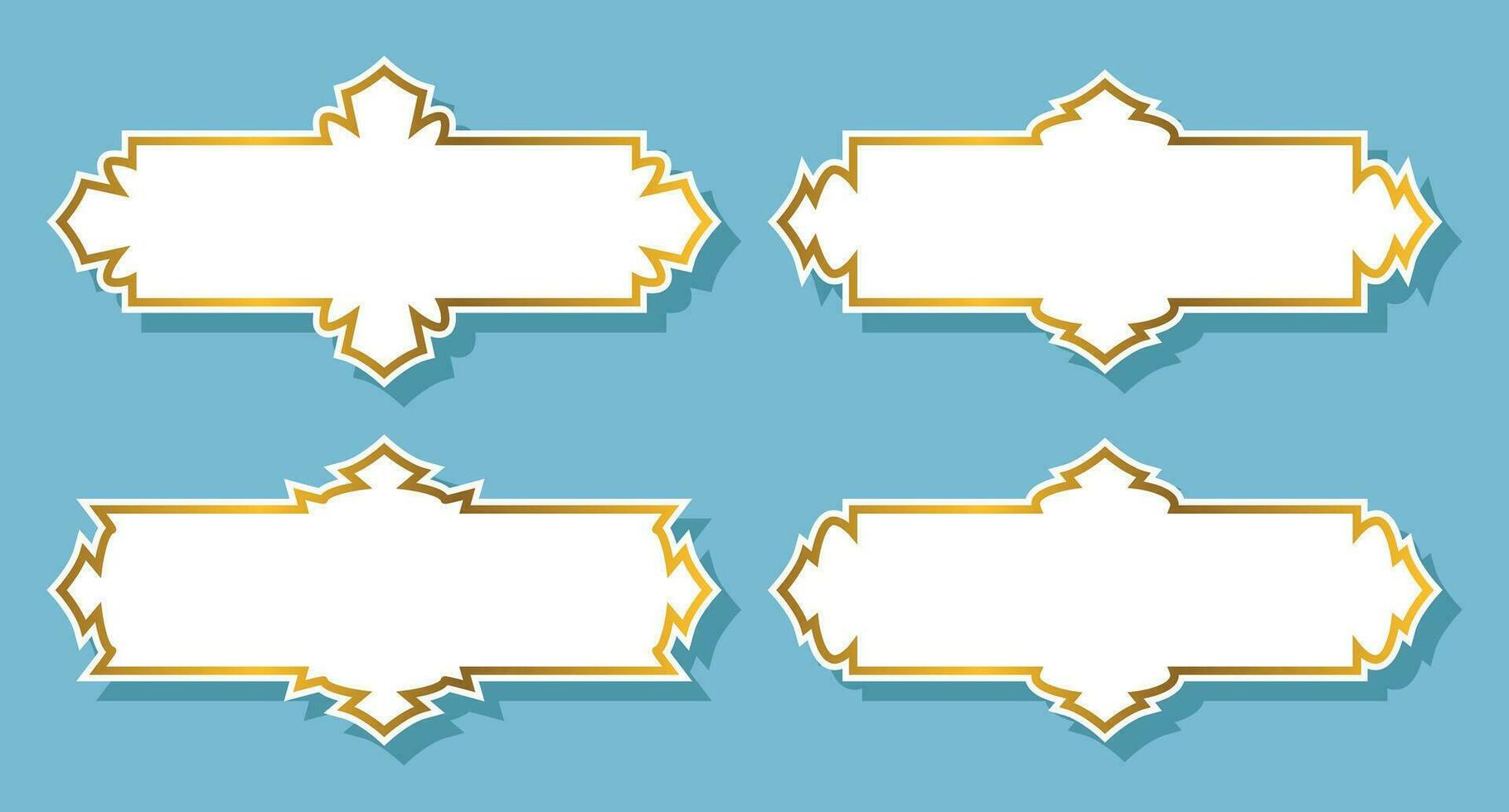 Set Of Luxury Golden Arabic Islamic Banner Title Vector Frame Text Box Background