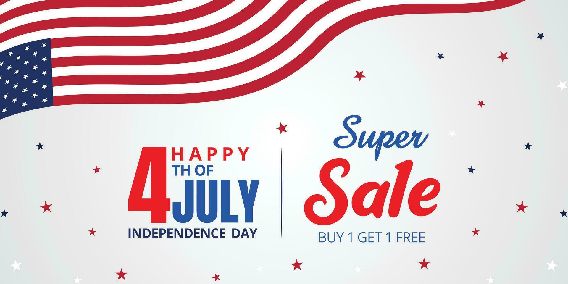 Happy 4th of July. Fourth July Independence Day USA. Independence Day sale web banner. Independence Day USA social media promotion template. greeting card, banner, poster with United States flag vector