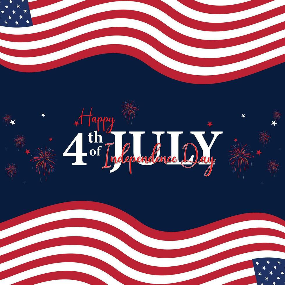 Happy 4th of July. Fourth July Independence Day USA. Independence Day sale web banner. Independence Day USA social media promotion template. greeting card, banner, poster with United States flag vector