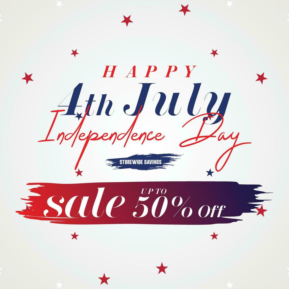 Happy 4th of July. Fourth July Independence Day USA. Independence Day sale web banner. Independence Day USA social media promotion template. greeting card, banner, poster with United States flag vector