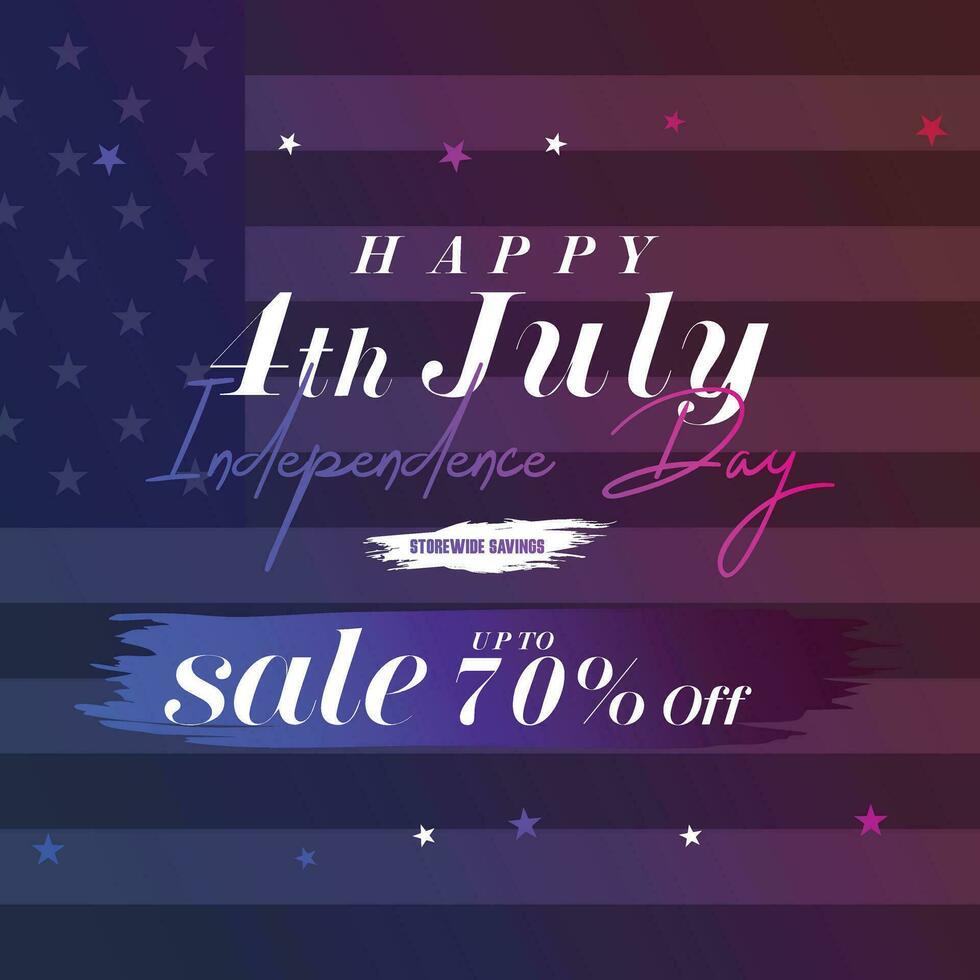 Happy 4th of July. Fourth July Independence Day USA. Independence Day sale web banner. Independence Day USA social media promotion template. greeting card, banner, poster with United States flag vector