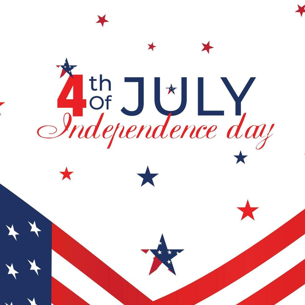 Happy 4th of July. Fourth July Independence Day USA. Independence Day sale web banner. Independence Day USA social media promotion template. greeting card, banner, poster with United States flag vector