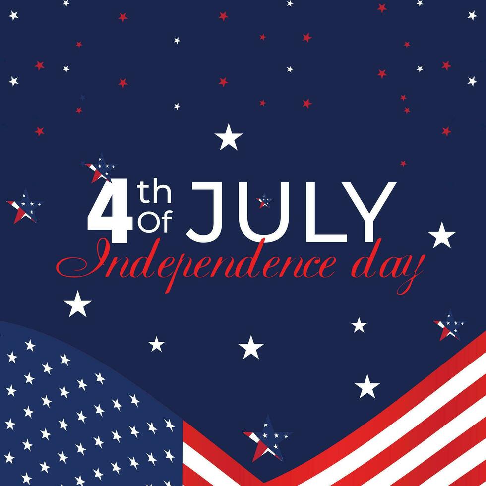 Happy 4th of July. Fourth July Independence Day USA. Independence Day sale web banner. Independence Day USA social media promotion template. greeting card, banner, poster with United States flag vector