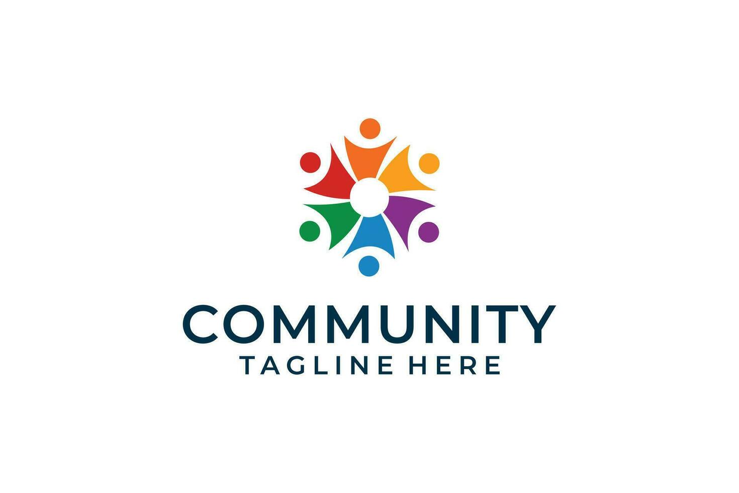 Abstract community people colorful logo icon minimalist style vector