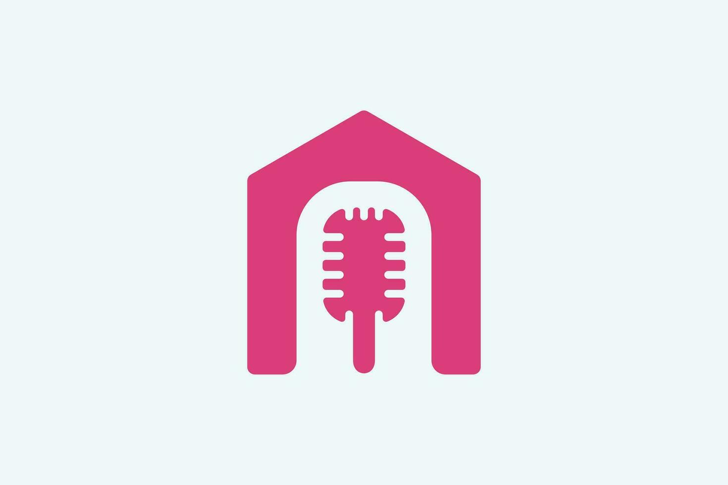 podcast casa logo vector ilustración
