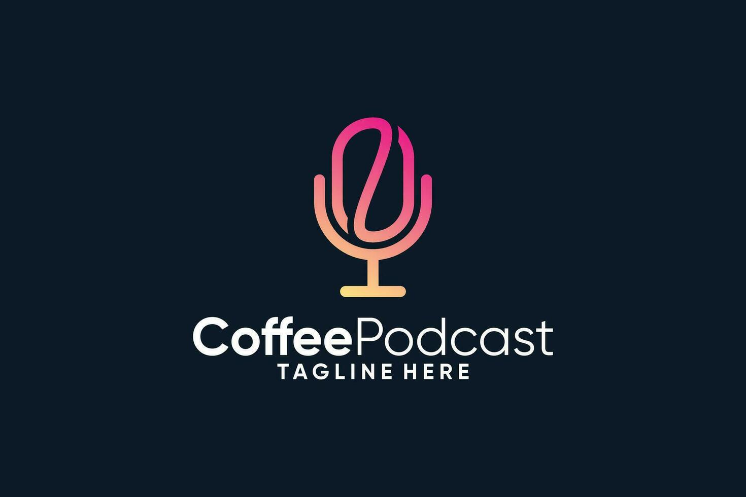 café podcast logo icono ilustración vector