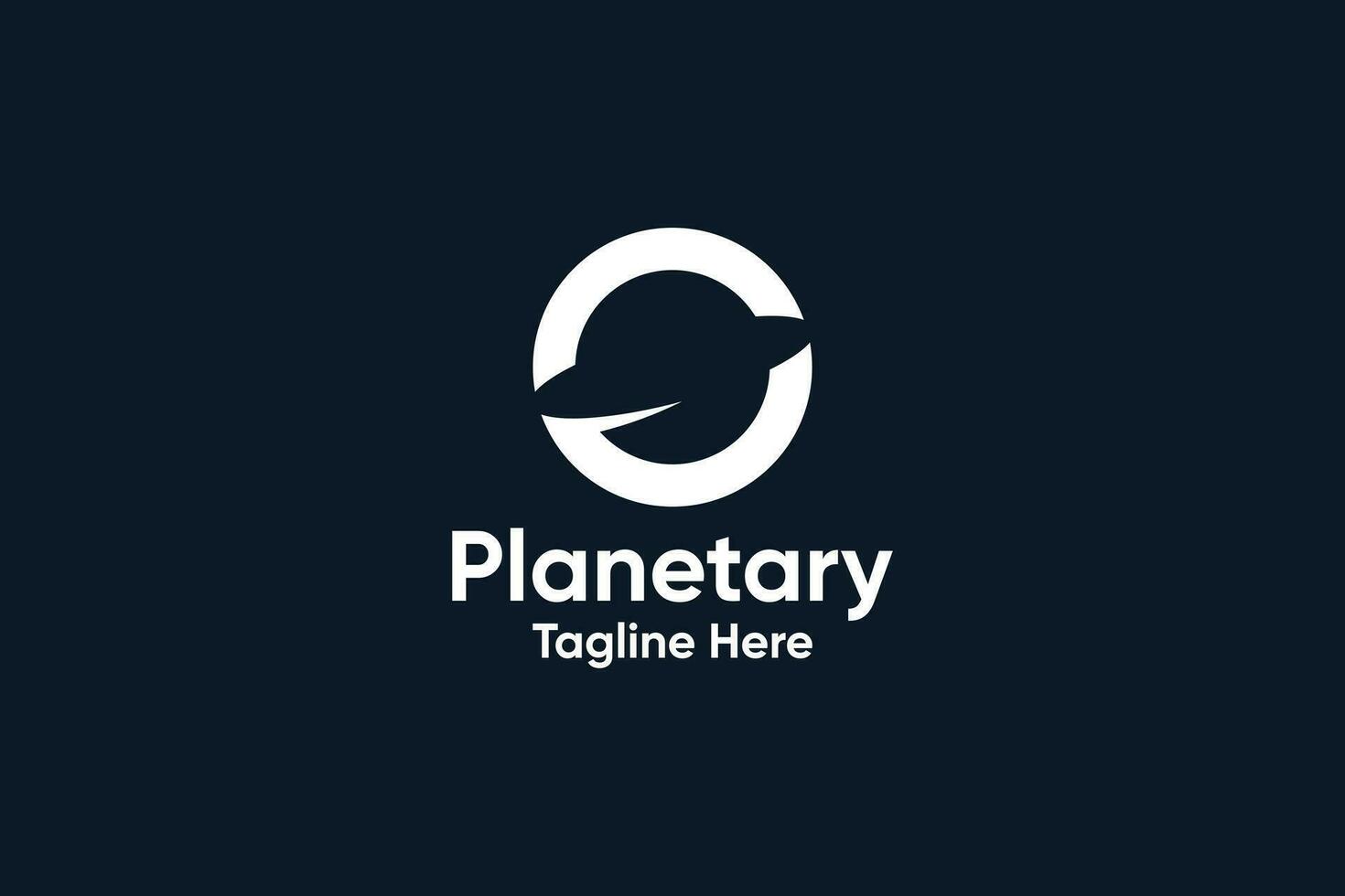 Negative space saturn planet logo illustration vector