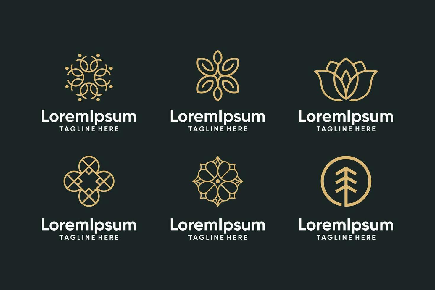 Minimalist flower logo design collection vector