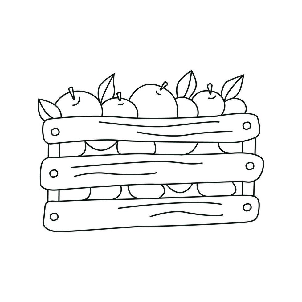 Vector illustration of a crate with apples