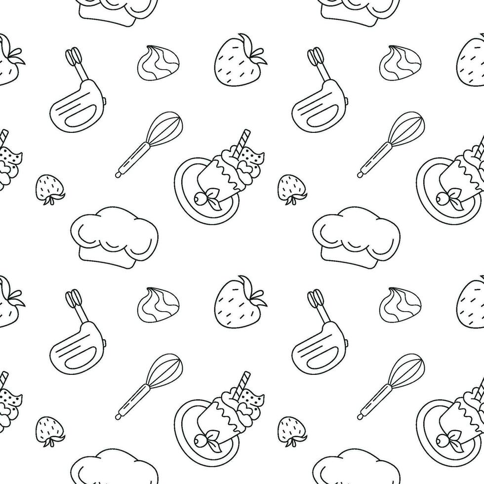 Seamless vector pattern confectioner in doodle style