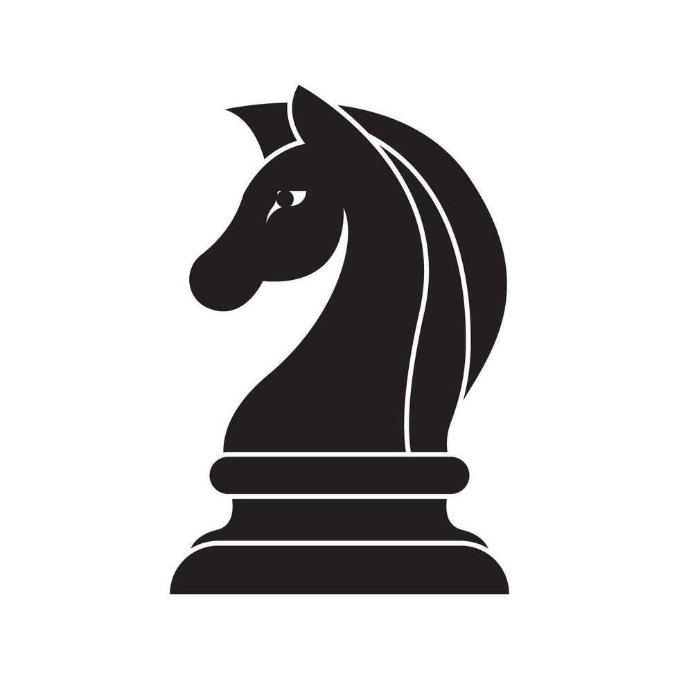 Black Chess Knight Horse Stallion Statue Sculpture silhouette logo design vector