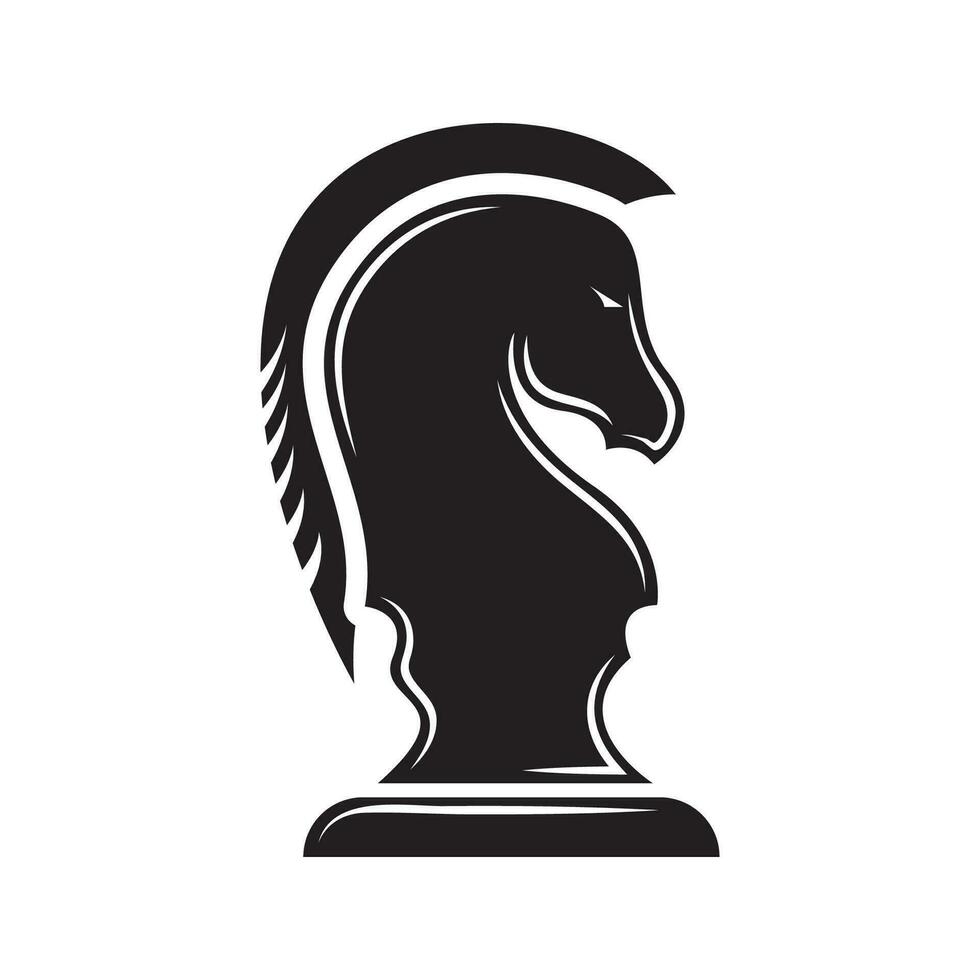 Black Chess Knight Horse Stallion Statue Sculpture silhouette logo design vector