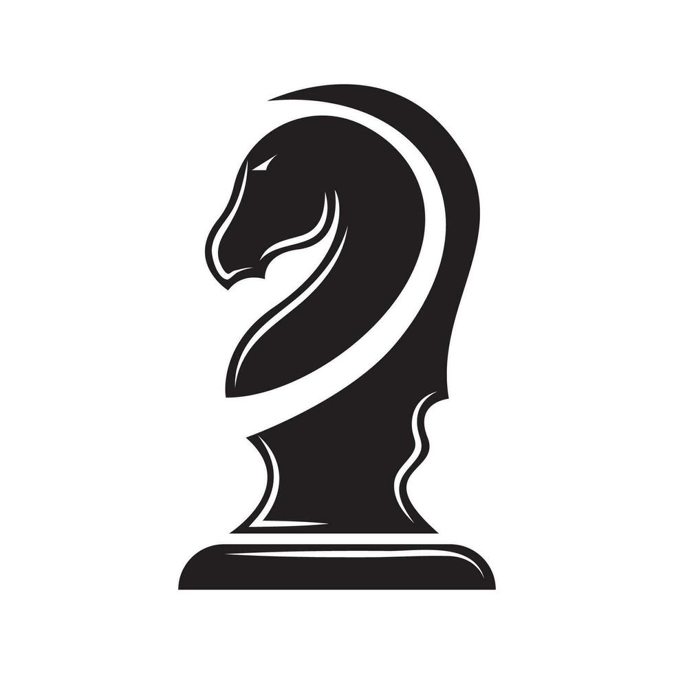 Black Chess Knight Horse Stallion Statue Sculpture silhouette logo design vector