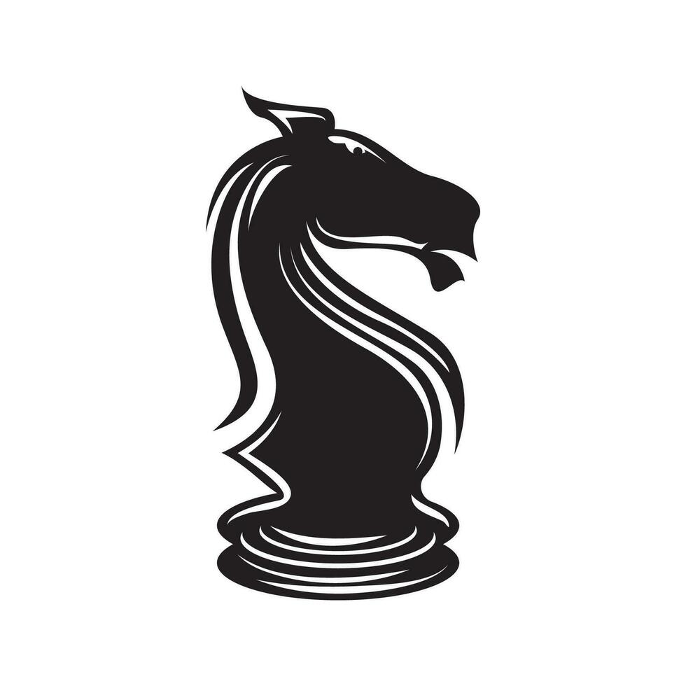 Black Chess Knight Horse Stallion Statue Sculpture silhouette logo design vector