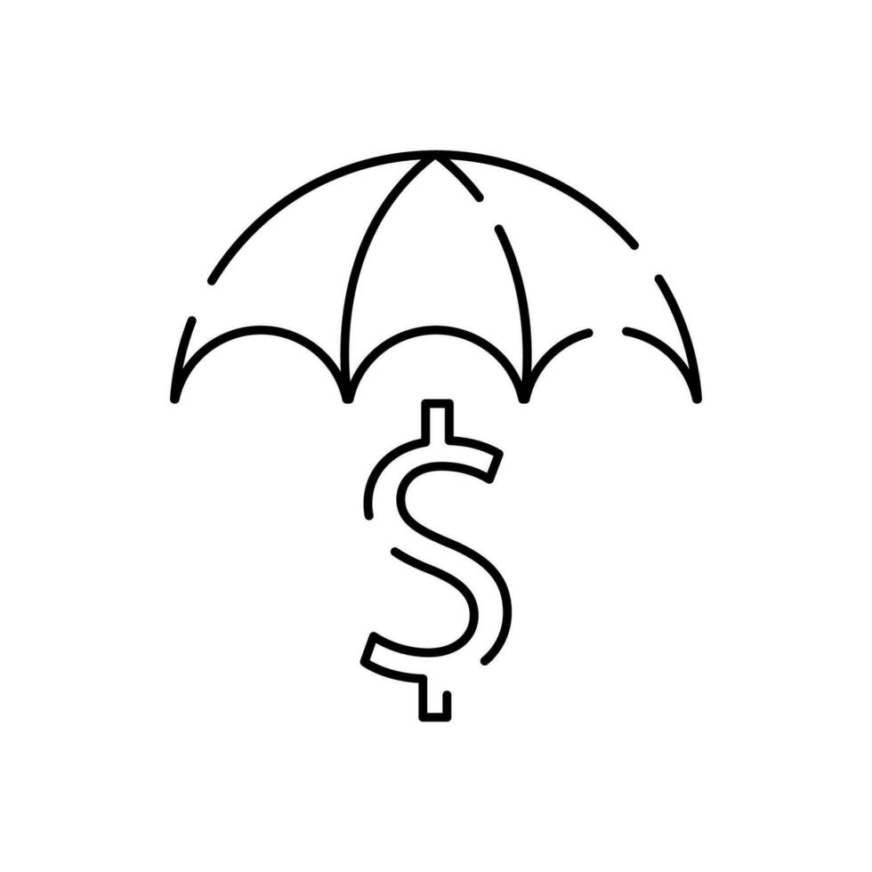 Finance or Money and coin bank account insurance line icon. Vector investment and wealth symbol. Business success. Save and protect. Dollar sign.