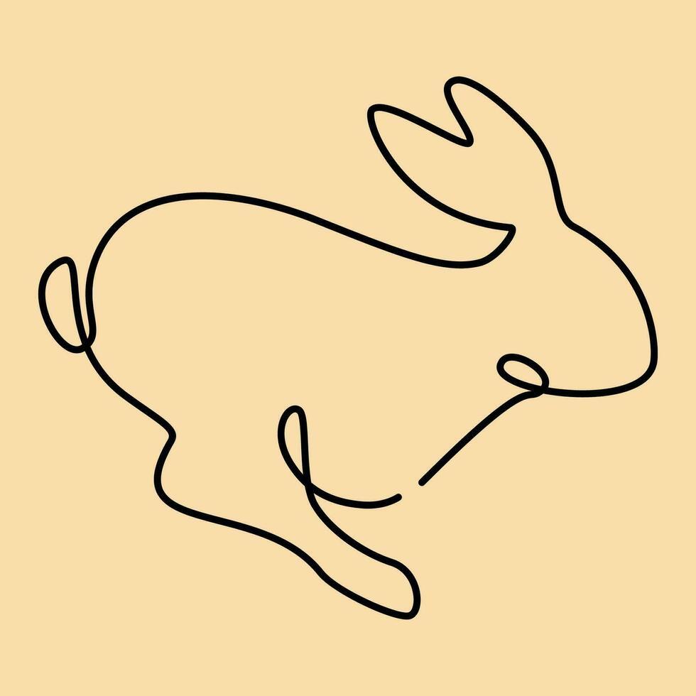 Continuous one line rabbit or Bunny. Silhouette Animal theme, symbol of 2023 by Chinese horoscope. Vector illustration new year.