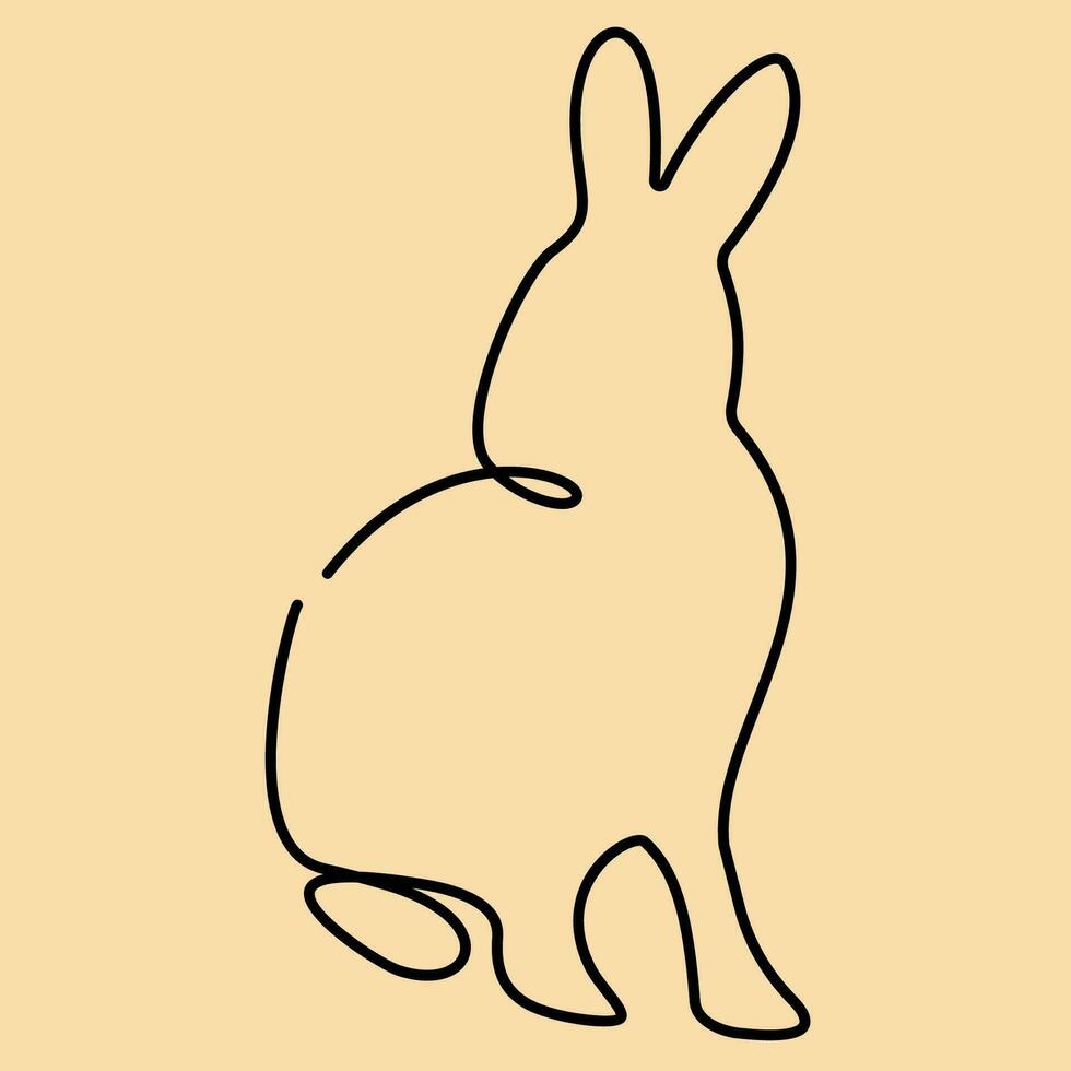 Continuous one line rabbit or Bunny. Silhouette Animal theme, symbol of 2023 by Chinese horoscope. Vector illustration new year.