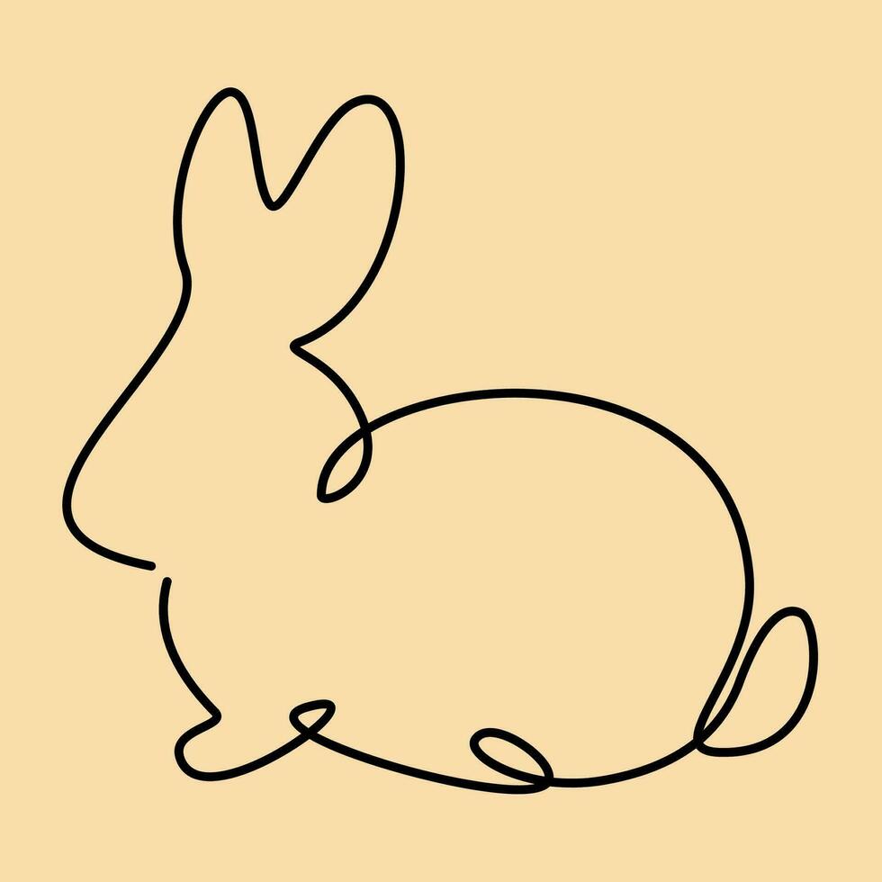 Rabbit one line art, bunny continuous contour. Animal, symbol of 2023 by Chinese horoscope. Simple minimalist design. Vector illustration new year.