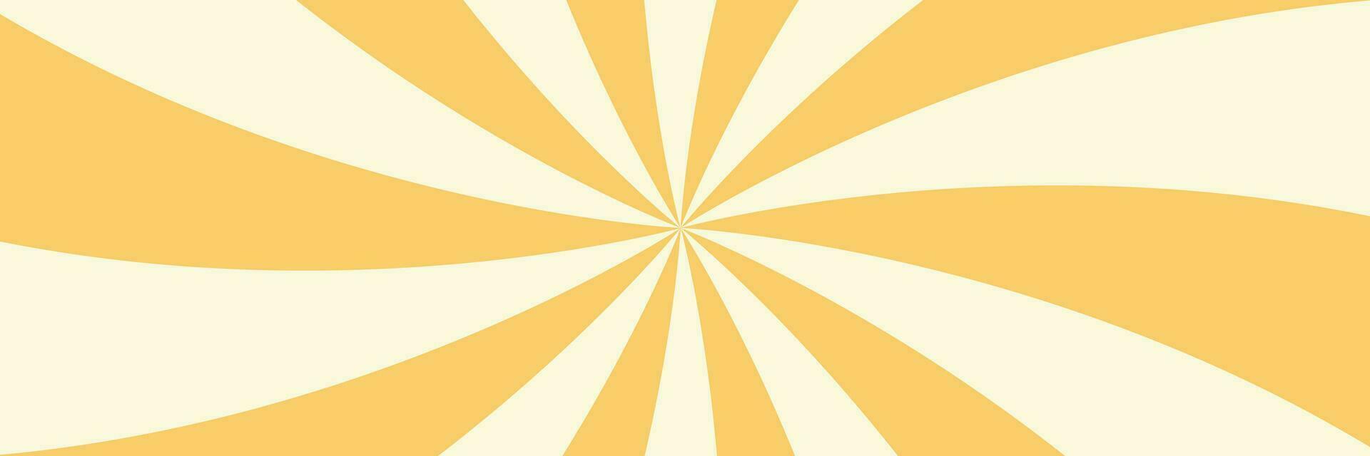 Swirling radial ice cream background. Vector illustration for swirl design. Summer. Vortex spiral twirl. Yellow. Helix rotation rays. Converging psychadelic scalable stripes. Fun sun light beams.