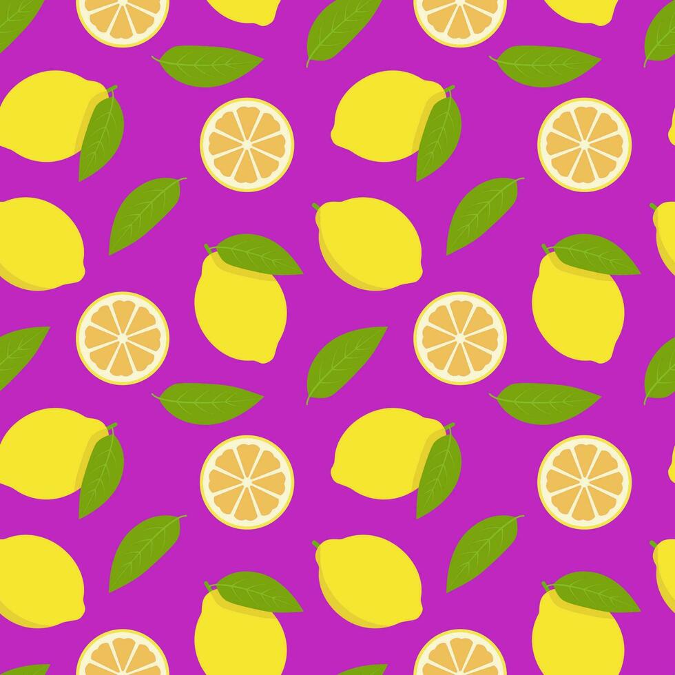 sin costura modelo con limones y hojas. vector ilustración antecedentes o fondo de pantalla para textil.