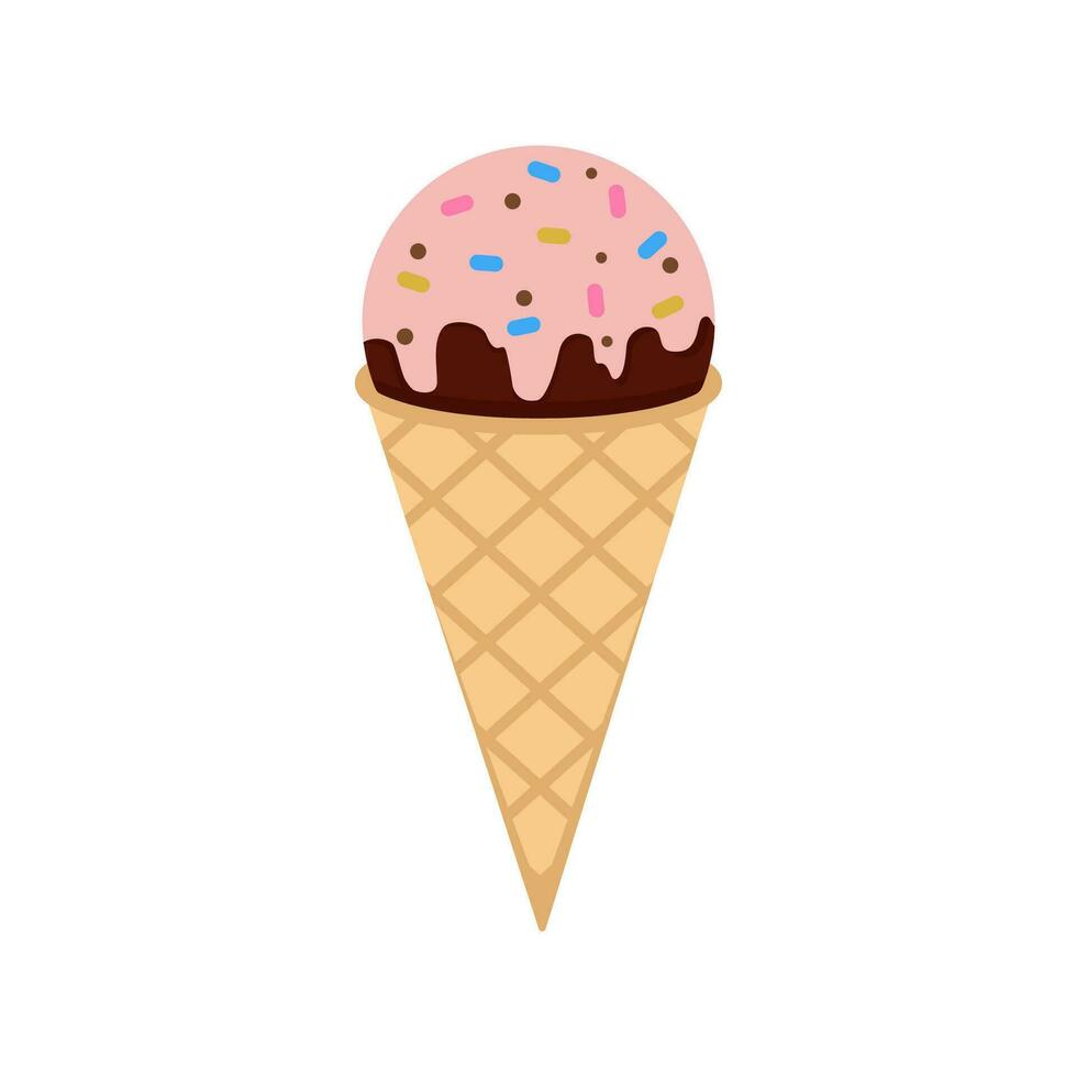 Colorful tasty isolated ice cream. Vector. Summer season fresh and beach food snack or cool down. Milk chocolate and vanilla with fruit or candy. vector