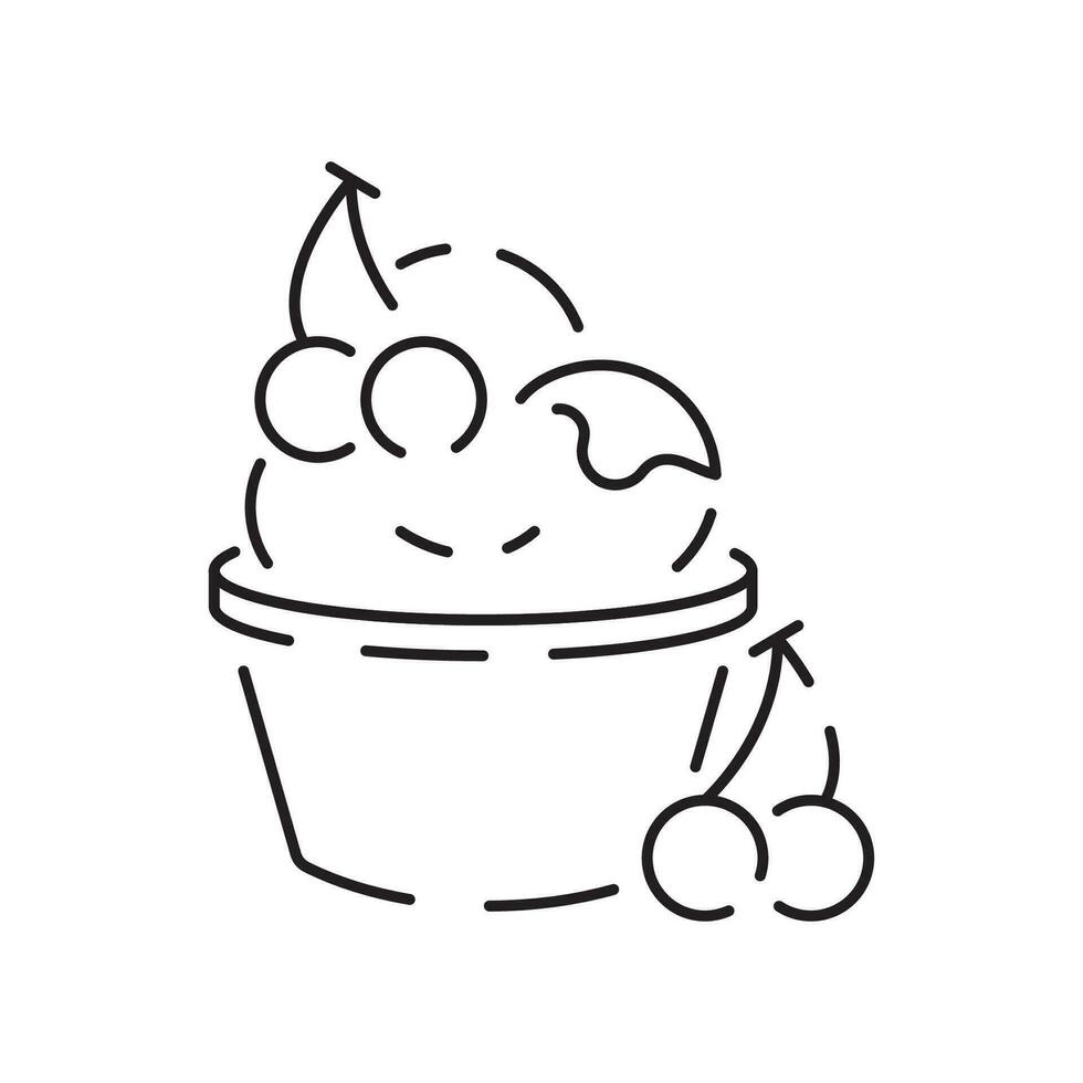 Ice cream line icon, Summer such as parfait, vector frozen yogurt, ice cream sundae, vanilla, chocolate.