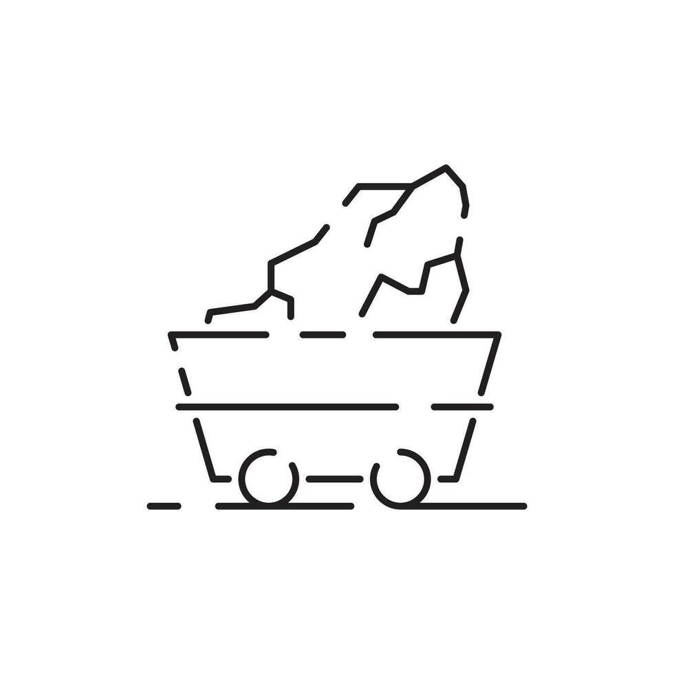 Mining line icon. Extraction of minerals in the mine and surface, linear icons. Line with vector coal.