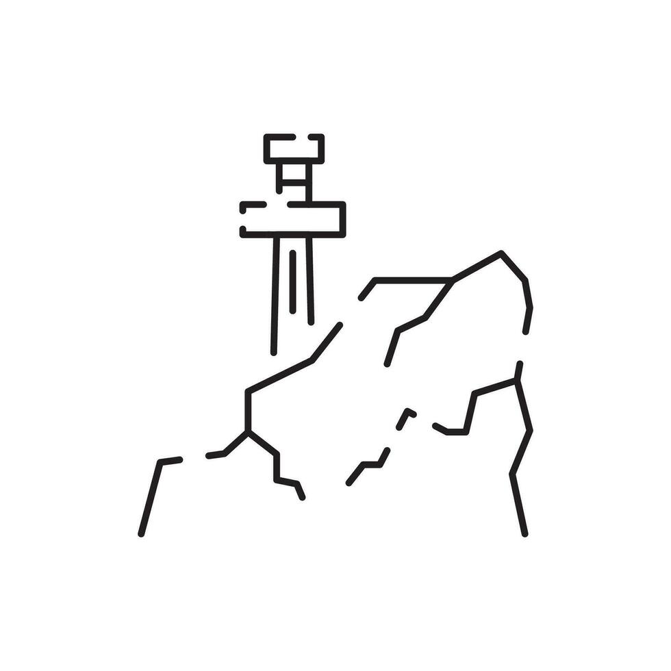 Mining line icon. Extraction of minerals in the mine and surface, linear icons. Line with vector coal.